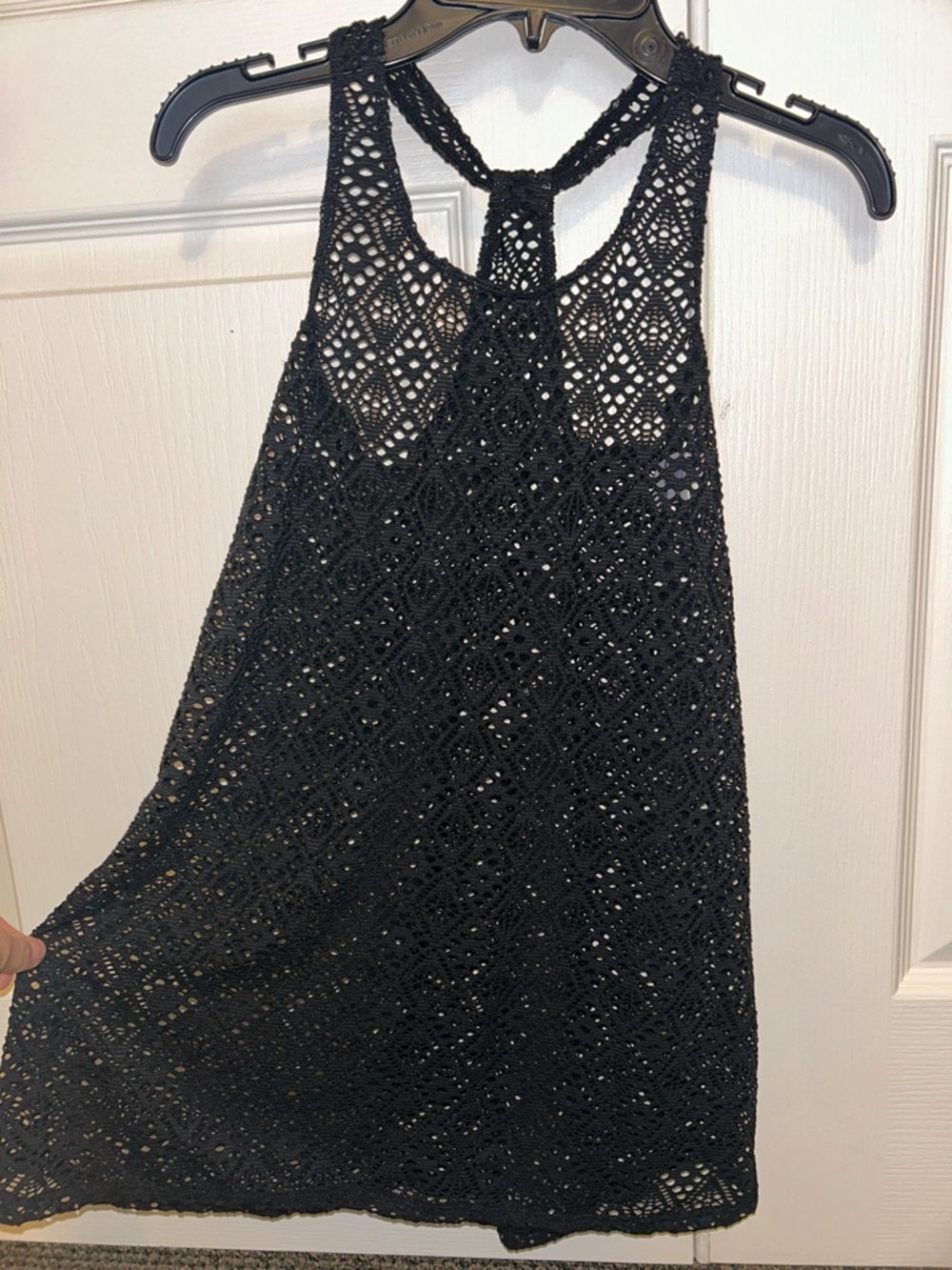 Black Crochet Racerback Tank Top